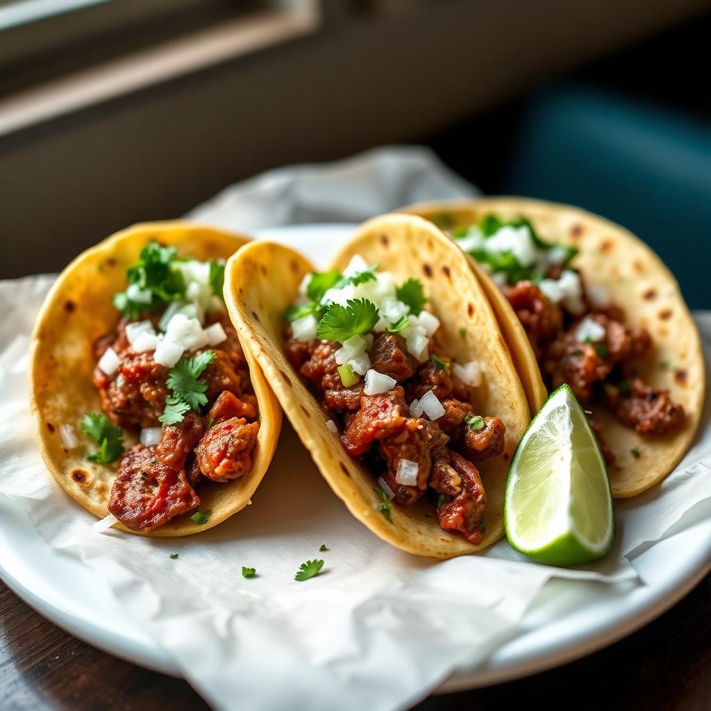 Authentic Mexican street tacos with carne asada